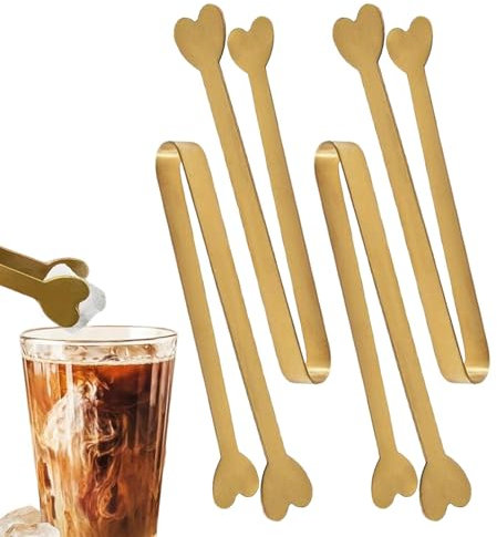 Pinze per il ghiaccio, che servono acciaio inossidabile, Pinze di cubetti non bastoncini, Design creativo a di cuore, cucina a bloccaggio liscio Forniture per cibo per feste di caramelle, caffè
