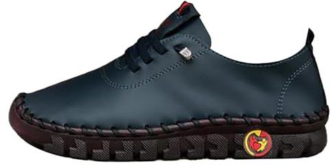 Zapatos de cuero para mujer, mocasines planos de fondo suave, hechos a mano, zapatos de vestir casuales de negocios, transpirables, parte superior redonda, antideslizantes, mocasines de espuma