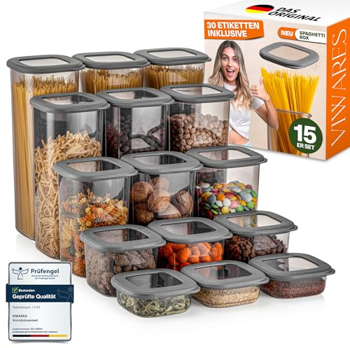 Viwares Vorratsdosen mit Deckel Luftdicht, 15er Vorratsbehälter Set BPA-Frei, Vorratsdose zur Müsli Mehl Aufbewahrung Küche, Praktische Organizer Küche, Frischhaltedosen für Lebensmittelaufbewahrung