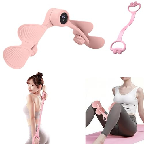 Kegel Pelvic Floor Exercise Device for Women with Counter, Thigh Master for Home Exercise, Thigh Workout Adjustable Inner Thigh Muscle Exerciser, Leg Toner Trainer (pink)
