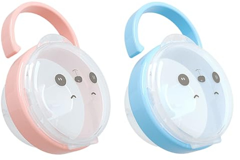 2 Pièces Boîte À Tétine Bébé Boîte À Sucette Pour Bébés De Rangement Sucette Transparentes Portable, À Tétine Bébé, Motif Dessin Animé
