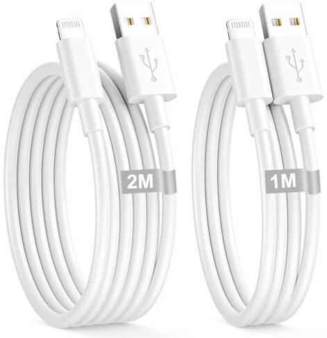 CHLANT Lightning-kabel USB 1 M + 2 m [MFi-certifierad] kabel I telefon snabbladdningskabel laddare i-telefonkabel USB till Lightning-kabel för telefon 14/13/12/11 Pro Max Mini/XS/8/7/6/5/SE, iPad