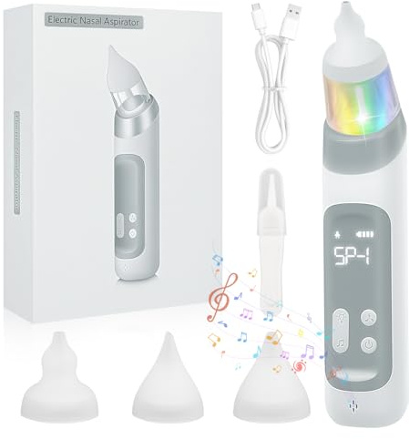 Aspiratore Nasale Neonato - Aspiratore Nasale Neonato, 5 Livelli Di Aspirazione, 3 Punte In Silicone con Funzione Musica e Luci per Piccoli e Neonati