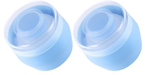 HOMSFOU Borla de Polvo para Bebés 2 Piezas de Pelusa Color Azul con Soplo y Cedazo, Estuche Plástico Duradero para Cuidado Infantil y Aplicación Uniforme de Talco Piel, Uso Diario