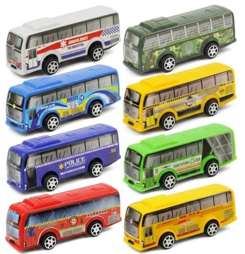8PCS Bus Set, City Transit Bus for Early Learning, Imaginative Play Skill