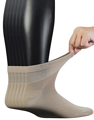 Yomandamor 6 Pairs Cotton Diabetic Ankle Socks for Men Seamless Extra Wide Socks
