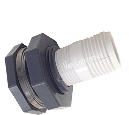 Van Enterprises 3/4 Bulkhead Fitting with Garden Hose Adapter Kit for Rain Barrels, Aquariums, Water Tanks, Tubs, Ponds