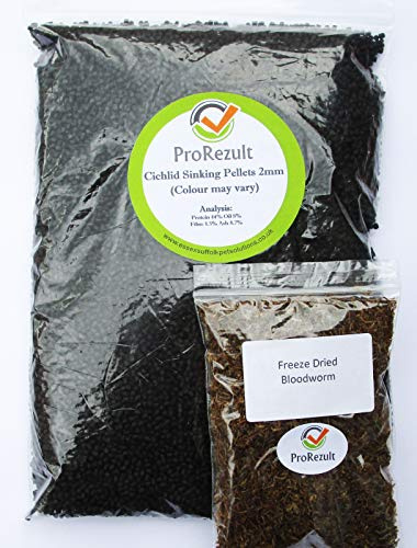 PROREZULT Tropical Fish Pellets And Freeze Dried Bloodworm Cichlid Catfish Pleco