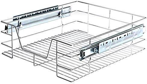 BAKAJI - Cajón telescópico para Muebles de Cocina - Cesta de Almacenamiento extraíble - Ahorra Espacio - Riel de Acero Inoxidable - Medidas 50 cm