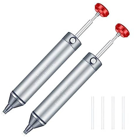 Daijianbin 2 piezas de succión de soldadura fuerte, pistola manual de vacío de estaño, sin obstrucciones, bomba desoldadora de aluminio, dispositivo de succión de silicona, resistente al