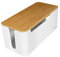 LogiLink KAB0075 - Kabelbox mittel (320x140x130 mm), weiß mit Bambus-Deckel