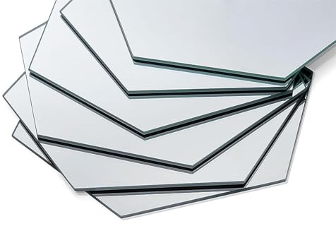 GOLD&CHROME UNIQUE DESIGN väggspegel i kristall, 6 delar, sexkantig, 24 cm x 21 cm x 0,3 cm, 0,3 kg, självhäftande, tejp medföljer, C-kant, modern, minimalistisk