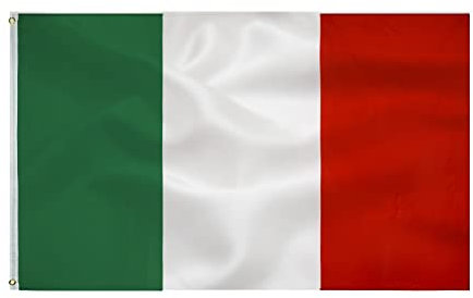 Bandiera italiana 90x150cm-Drapeau italien avec œillets en laiton polyester Couleurs Vives -Pour l'extérieur et l'intérieur Italian flag