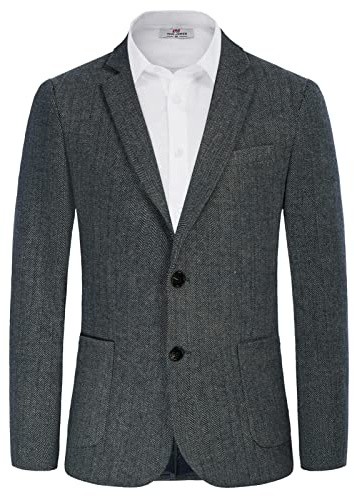 PJ Paul Jones Chaqueta Deportiva de Tweed de Espiga para Hombre, Mezcla de Lana británica, Dark Bule-2, Medium