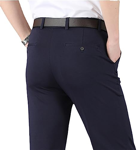 MAOAEAD - Pantaloni classici da uomo ad alta elasticità, pantaloni casual da uomo a vita alta estivi, pantaloni elasticizzati da uomo a vita stretta, pantaloni eleganti da uomo