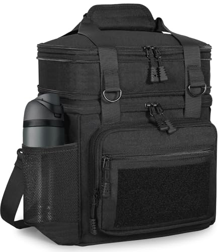 Tactical Lunch Box Cooler Bag - Expandable Insulated Lunch Bag for Men Women - Large Lunchbox for Adults Work Shifts Outdoor Trips Black 16L