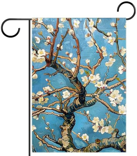 Drapeaux de jardin pour toutes les saisons et vacances, drapeaux de cour, drapeaux d'extérieur, drapeaux de vacances, peinture à l'huile, abricotier, drapeau de jardin de bienvenue