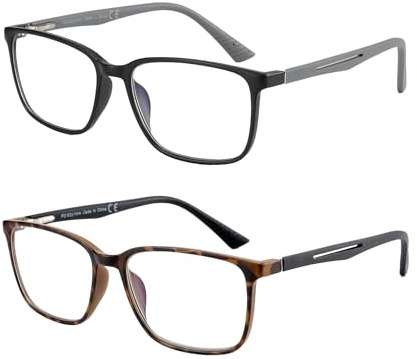 ZENOTTIC Occhiali con Filtro Luce Blu, Occhiali da Lettura Uomo con Montatura Quadrata, Antiriflesso per Sport e Computer Nero e Tartaruga 3 x