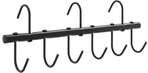 vidaXL Trensenhalter, Zaumhaken mit 9 Drehhaken, Trensenaufhänger für Scheune Sattelkammer Stall, Trensenhaken, Schwarz Pulverbeschichteter Stahl