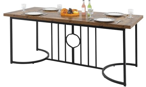 LIFEZEAL Tavolo da Pranzo, Tavolo da Cucina, 180x80 cm, Stile Industriale, per 6-8 Persone, in Legno+Metallo, Gambe Semicircolari, per Sala da Pranzo, Soggiorno, Max 135 kg
