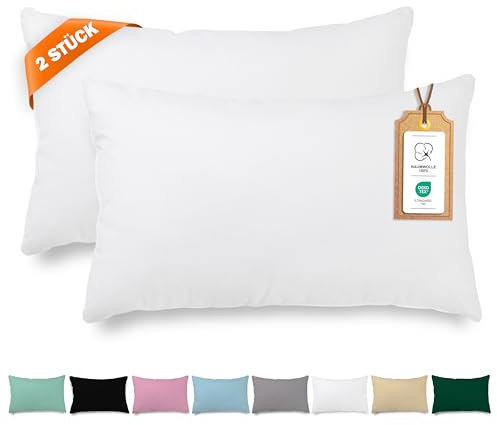 Veluna Home Kissenbezug 40x60cm - 100% Baumwolle(2er-Set) - Weiß - Dicht gewebt mit 57 Fäden/cm² - Kopfkissenbezug - Oeko Tex Zertifiziert - Renforcé Kissenhülle mit Reißverschluss (Weiß, 40x60 cm)