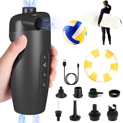 Diealles Shine SUP Elektrische Luftpumpe, 3000mAh Akku Luftpumpe, Aufladbarem 20PSI Hochdruck Sup Pumpe Elektrisch für Kajak, Paddelboards, Boote, Luftmatratze, Schwimmring, Sportbälle, Vakuumbeutel
