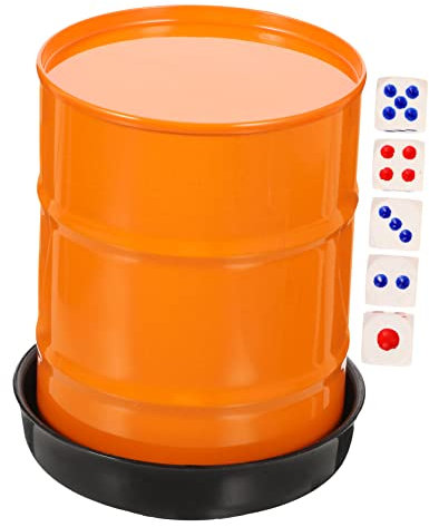 Abaodam 1 Satz Würfelbecher-Set Partyspiel Würfel Aufblasen Tasse Mit Deckel Und Strohhalm Würfelbecher Schütteln Würfelstapelbecher Würfel Aufbewahrungsbecher Barzubehör Orange