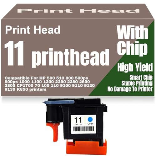 para HP Cabezal de impresión 11 Negro Amarillo Cian Magenta C4810A C4811A C4812A C4813A para HP DesignJet 500 510 800 500ps 800ps 1000 1100 1200 2200 2600 2800 70 100 110,11 Printhead-Cyan