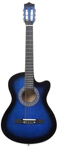 Guitare western 38 à pan coupé avec 6 cordes pour débutants et confirmés - Bleu ombré - Idéal pour la scène et l'exercice - Instruments à cordes de qualité supérieure