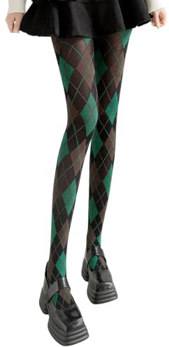 ZIDDAR Collant élégant à carreaux de couleur contrastée - Collants opaques extensibles avec taille haute élastique - Vêtement confortable pour femme - Mélange de nylon