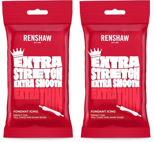 Renshaw Red Extra Stretch, Smooth & Thin Fondant Icing, 250 g (Pack of 2)