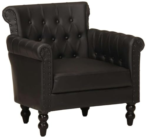 Generico Poltrona Nera in Vera Pelle di Capra,Mobili,Sedie,Poltrone,Nero,19.3 kg,288288