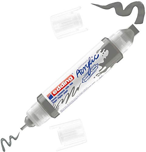 edding 5400 Pennarello Acrilico 3D Double Liner, Antracite, 1 Tubetto di Vernice Acrilica, Doppia Punta 2-3,5-10Mm, Pittura Acrilica per Tele, Tavole, Legno, Colori Impermeabili di Alta Qualità