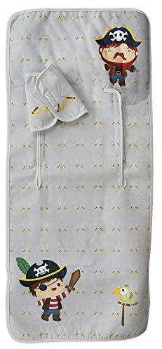 Colchoneta Bebé Silla + Cubrearneses Regalo, Hipersuave, Hipoalergénica, Tejido 3D Transpirable. (Bad Piratte)