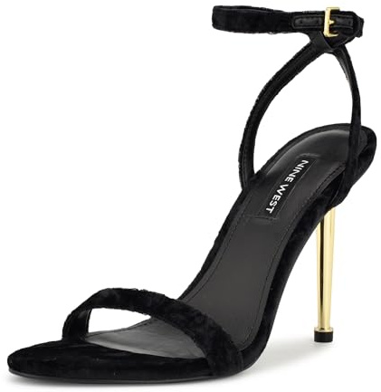 NINE WEST Women's Reina Heeled Sandal, Black, 6.5 UK