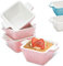 Praknu 4 Souffle Förmchen Keramik Set - Rosa 280ml - Backofenfest - Antihaftbeschichtet - Spülmaschinenfest - Eckig