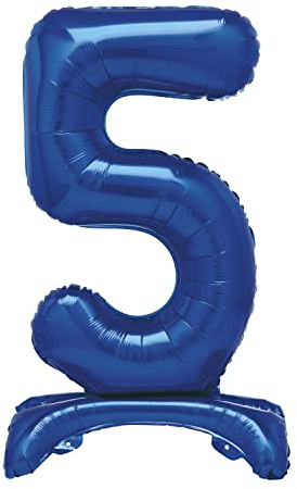 Unique Blue Standing Number 5 Foil Balloon 30, Packaged
