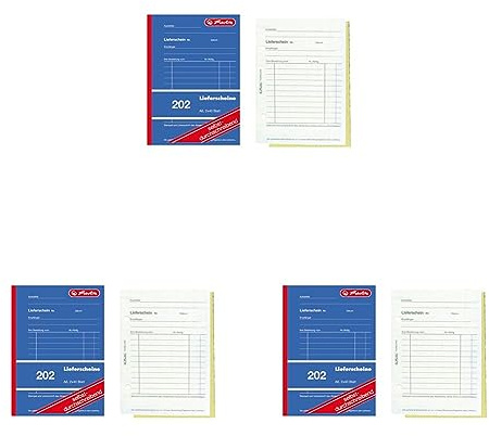 Herlitz 883553 Lieferscheinbuch A6, 2 x 40 Blatt, selbstdurchschreibend, 5 Stück (Packung mit 3)