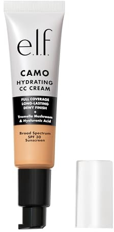 e.l.f. Crème hydratante Camo CC, fond de teint correcteur de couleur pour une finition rosée avec SPF 30, végétalien et sans cruauté envers les animaux, léger 210N