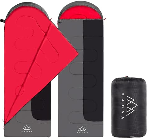 KADVA Saco de Dormir para Acampadas Dorma L con Cierre Lateral Izquierdo 220 x 75 cm Saco de Dormir Gris con Capucha Temperatura Confort 14 Grados para Otoño-Primavera Tecnología Ripstop