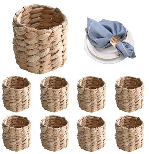 8 Stück Handgefertigte Gewebte Serviettenringe Geflochtener Serviettenring Rustikale Gewebte Serviettenringe Natürliche Serviettenringe Für Esszimmer Kreative Rattan Serviettenringe Für Esszimmer