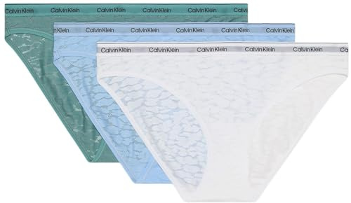 Calvin Klein Braguita Tipo Bikini Pack de 3 Mujer Low-Rise Ropa Interior, Multicolor (Slate Turqouis/Frozen Fjord/White), M