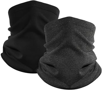 TWQTWQ 2 Pack Winter Neck Gaiter Warmer Face Mask for Cold Weather Windproof Scarf for Skiing Cycling Outdoor Sports for Women & Men(Dark Grey+Black)