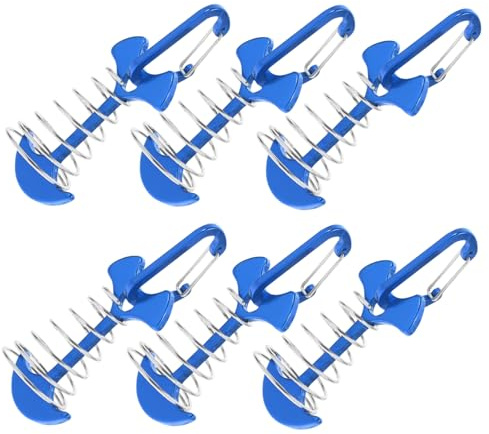Alipis Estacas De Tienda De Campaña Pequeñas De Aluminio Azul Hebilla De Resorte, Clavos para Suelo De Camping, Kit De 6 Piezas para Actividades Al Aire Libre y Senderismo