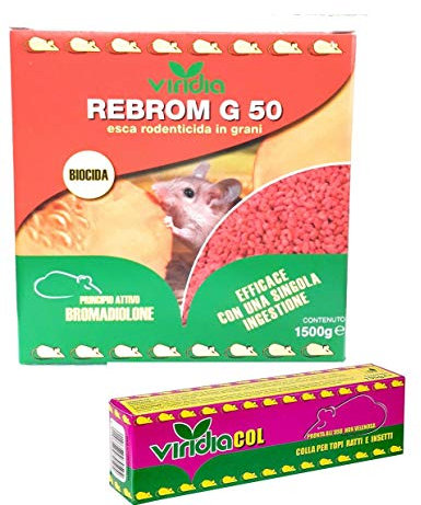 rebrom g 50 viridia Veleno per Topi in grani 1,5 kg Piu' Colla Omaggio