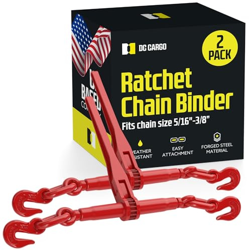 DC Cargo Heavy-Duty Ratcheting Chain Binder 5/16-3/8, Load Binders with 5,400 lbs Working Load Limit - Chain Binders Ratcheting for Secure and Safe Transport (Pack of 2)