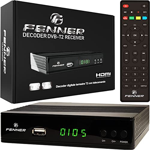 Decoder DVB-T2 HD 1080p SINTONIZZAZIONE AUTOMATICA HDMI HEVC Main 10 Bit H265 DOLBY-DIGITAL+ (aggiornamento disponibile Manuale di installazione (PDF) IL DECODER NON REGISTRA