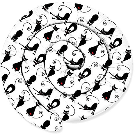 ekm trade XXL 300 cm Bettschlange für Allergiker Bettkissen Stillkissen Bettrolle Zierkissen Bettumrandung Schlange Handmade 100% Baumwolle (27 – Weiß – Schwarze Katzen, 300 cm)