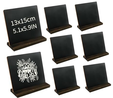 8pcs Mini Chalkboard Signs, (13 X 15cm) Double Sided Blackboard with Wooden Base, Table Numbers Display Chalk Board, Small Chalk Boards for Weddings, Schools, Parties and Other Event Decorations