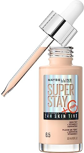 Maybelline New York Foundation, Langanhaltendes Make-Up mit Vitamin C, Vegane Formel, Super Stay Skin Tint, Nr. 6.5